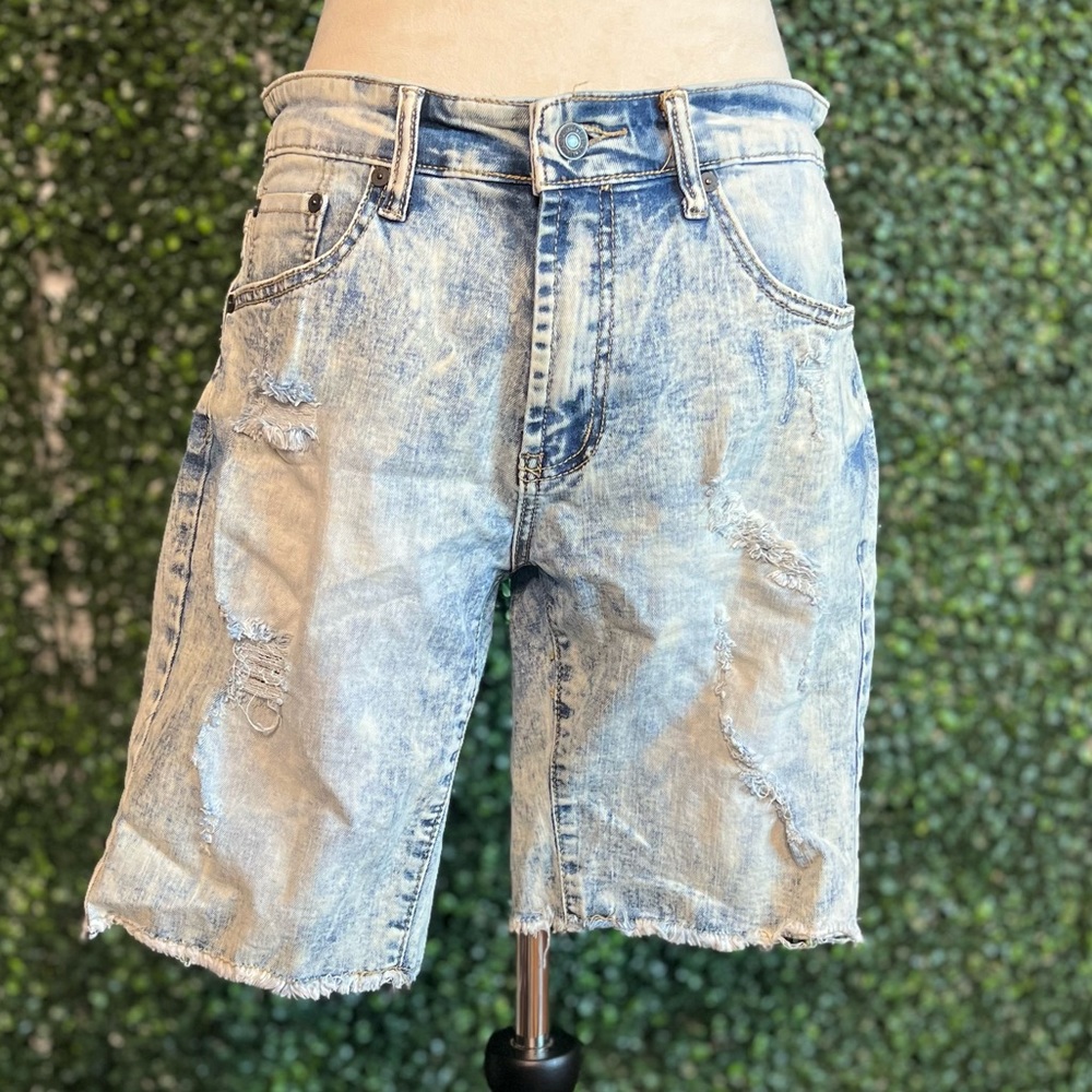 Aeropostale Acid Wash Distressed Denim Shorts Size 30